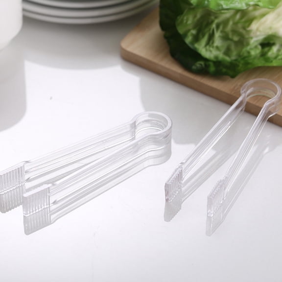Plastic Serving Tong 6.3 Inch Disposable Buffet Tongs Small Kitchen Utensils For Salad Ice Dessert Cake & Catering
