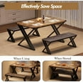 thumbnail image 4 of 3 Piece Kitchen Table Set for 4, Dining Table with 2 Benches,  for Small Space, Apartment,  for Dining Room, 4 of 7