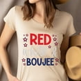 thumbnail image 4 of Red White & Boujee Graphic T-Shirt – Patriotic Stars Women’s Tee, Heliconia, Size S, 4 of 6