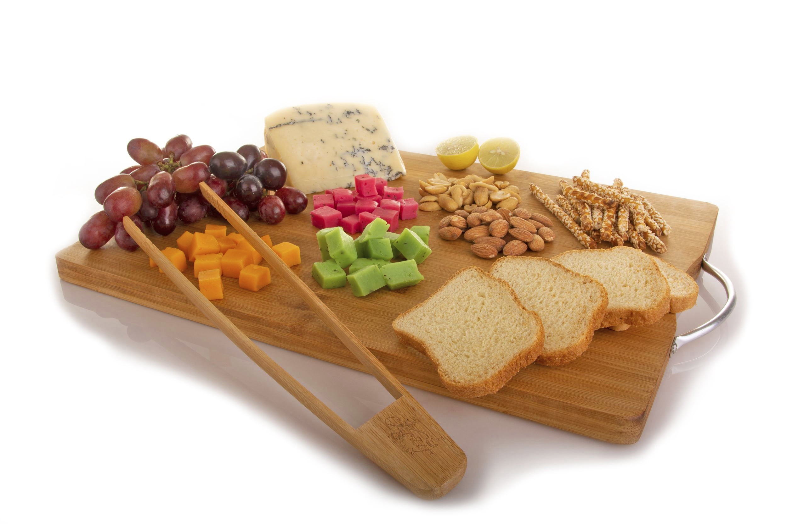 100 Organic Bamboo Cutting Board Cheese Board Serving Tray Stainless Steel Handle Reversible Design For Charcuterie Appetizers 100 Bamboo Style Wh1 Walmart Com Walmart Com