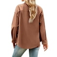 thumbnail image 4 of HUBERY Women Lapel Collar Single Breasted Long Sleeve Corduroy Coat, 4 of 7