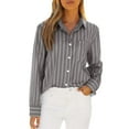 thumbnail image 2 of Vividaire Button Down Shirts for Women Long Sleeve Collared Striped Work Business Casual Office Blouses Tops with Pocket, 2 of 8