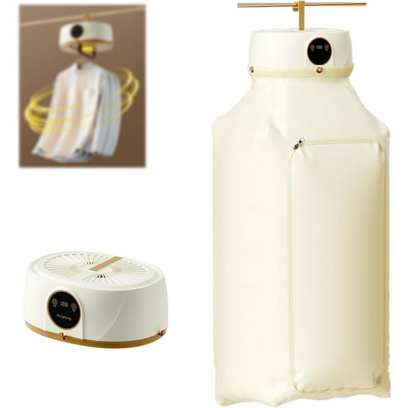 Automatic Ironing Machine, 2025 Upgraded Portable Garment Steamer for Travel/Apartment, Portable Clothes Dryer Wireless, Hands Free Ironing Machine, Indoor/Outdoor Use (White)