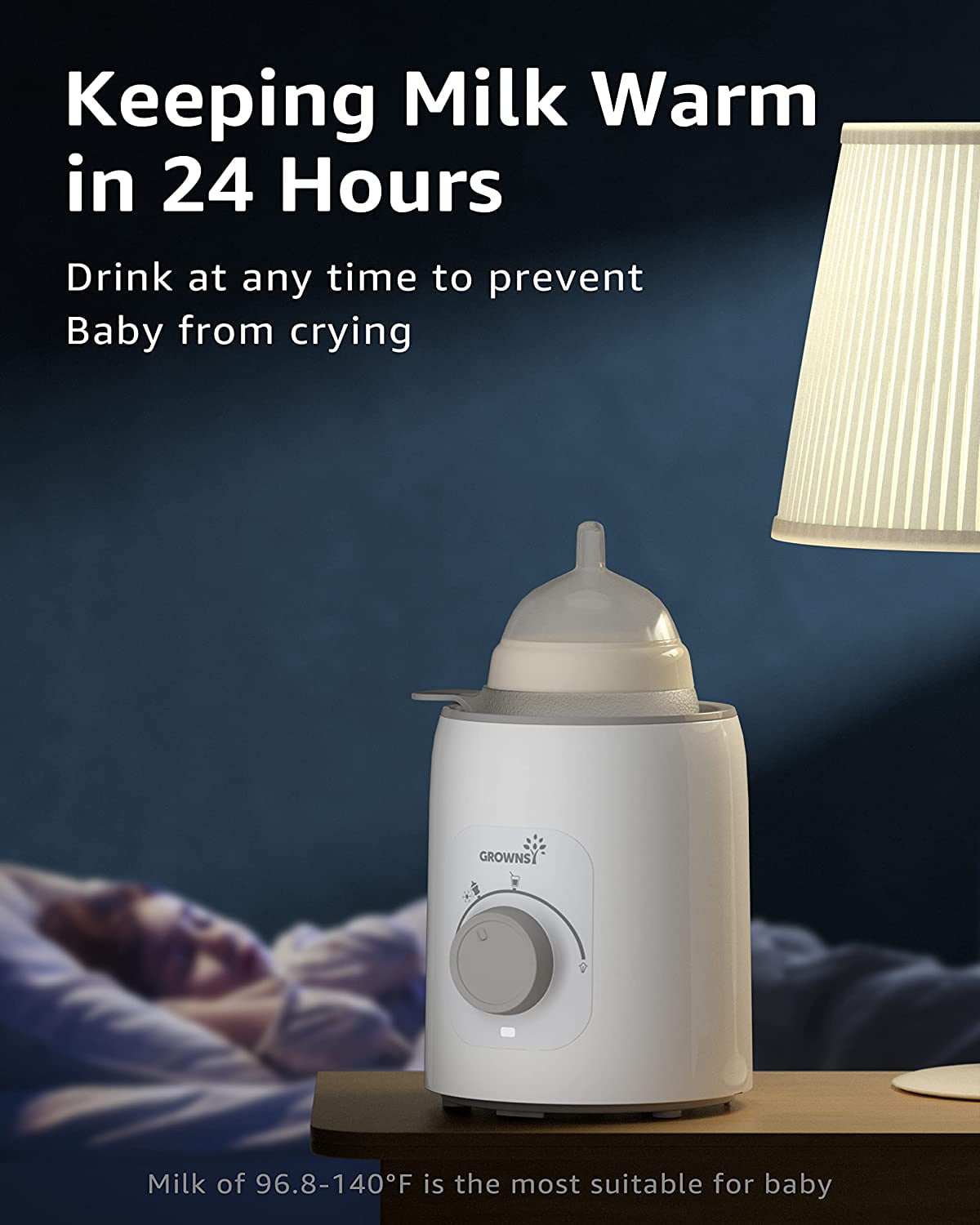 Grownsy Baby Water Warmer Dispenser - New 4 Temperatures 72H Smart  Thermostat