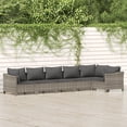 thumbnail image 1 of vidaXL 6 Piece Garden Lounge Set with Cushions Grey Poly Rattan, 1 of 5