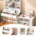 thumbnail image 6 of Blotout White and Gold Vanity with Sliding Mirror and Lights, Corner Vanity Desk, Dressing Table with Drawers, Power Outlets, for Women Girls Bedroom Room, 6 of 11