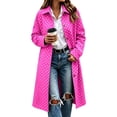 thumbnail image 2 of Hzzrkos Women's Polka Dot Long Coat, Lapel Collar Button Front Long Sleeve Casual Overcoat, Printed Lightweight Outerwear for Everyday Wear and Layering, 2 of 5