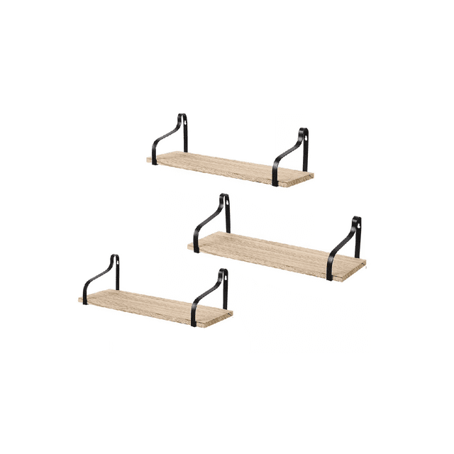 3 Repisas Repisa Flotante Madera 50x15cm Muebles Con Soporte Negro Claro