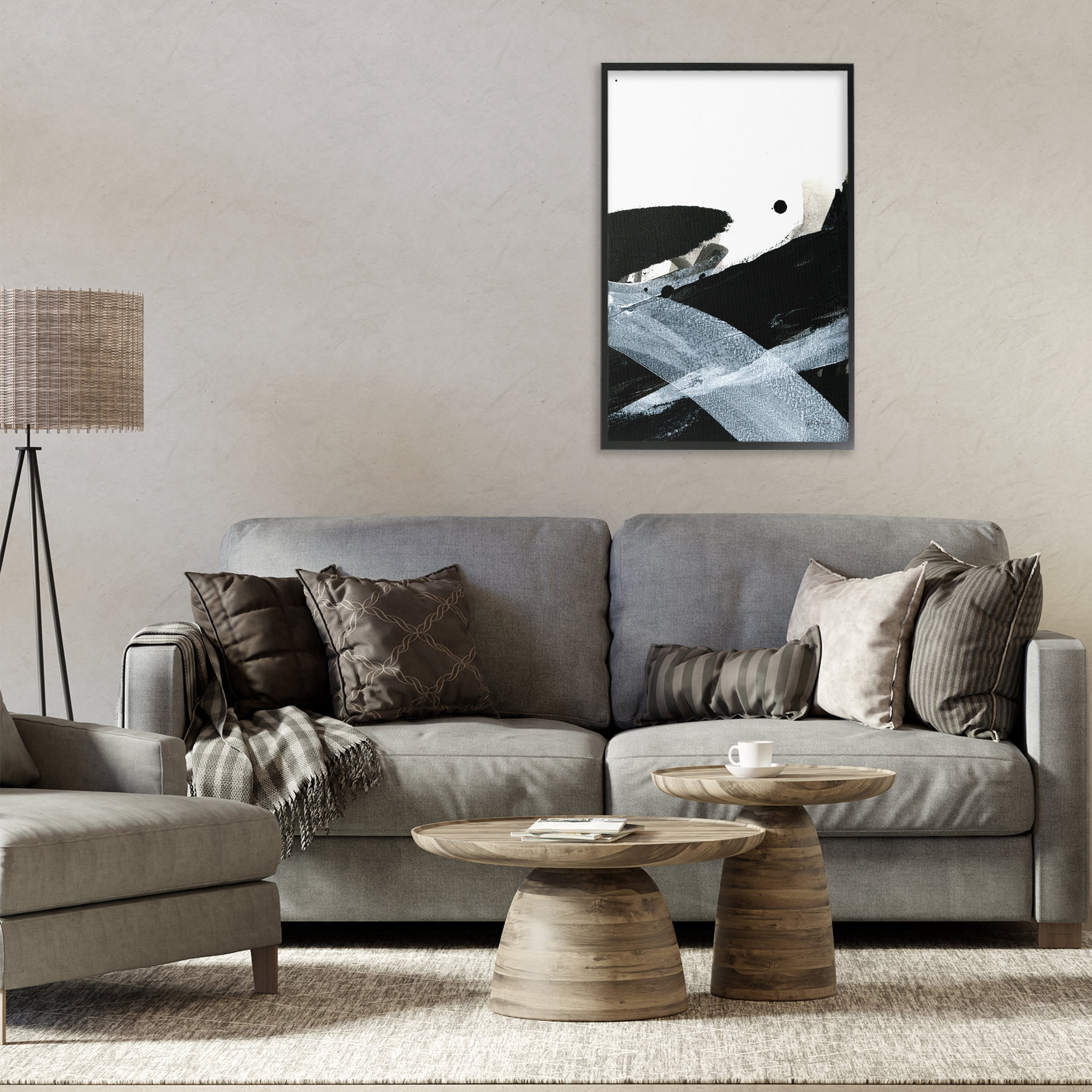 Stupell Industries Bold Gradient Movement Abstract Painting Black Framed Art Print Wall Art, 20 x 30
