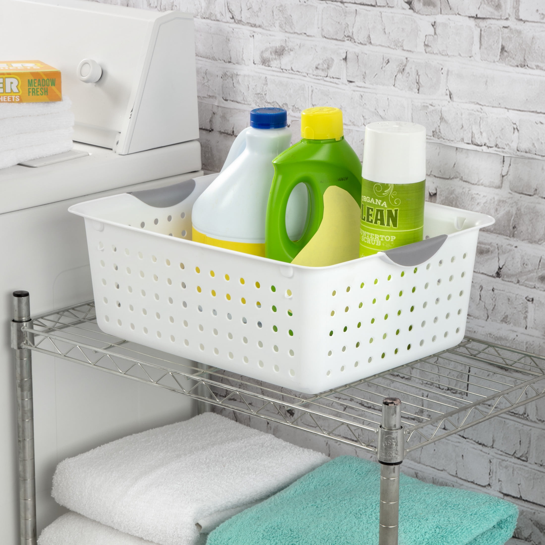 Sterilite Large Ultra™ Basket, Open Plastic Storage Bin, Versatile Organization Solution, White, 6 Count