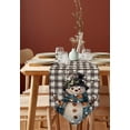 thumbnail image 4 of Table Runner Dresser Scarves Winter Christmas Cute Snowman Cotton Linen Burlap Table Cover Snowflake on Black White Grid Table Runners for Family Kitchen Dining Holiday Party Banquet Decor, 4 of 5