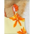 thumbnail image 4 of HWJAD Girls Swimsiut Ruffle Strap One-Piece with Cover Up Kids Floral Print Swimwear Child Beach Bathing Suit 5-12Y, 4 of 6