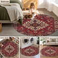 thumbnail image 5 of Round Area Rug 3 Ft, Country Boho Washable Non-Slip Circle Carpet for Living Room/Bedroom, Farmhouse Ethnic Abstract Nation Aesthetic Low-Profile Small Floor Mats Collection Rugs for Indoor, 5 of 7