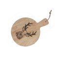 thumbnail image 1 of 10" Mango Wood Round Reindeer Etched Cheese Board, 1 of 1