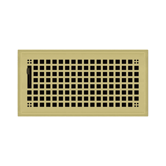 6" x 12" Polished Brass Rockwell Style Floor Register - Decorative Vent Cover