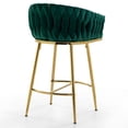 thumbnail image 5 of ChenyueFurn Set of 2 26" Velvet Counter Height Bar Stools with Gold Base,Green, 5 of 11
