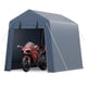 thumbnail image 1 of 6x8 ft gray outdoor almacenamiento shed: portable carport con roll - up ventilated zipper door y windows, 1 of 8