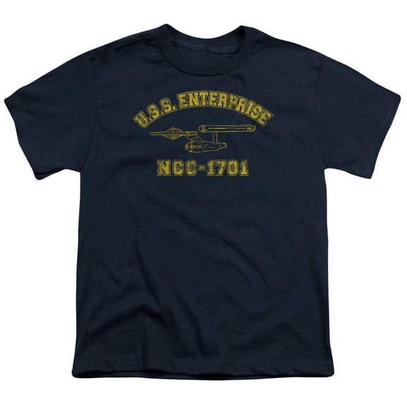 Star Trek Boys' Enterprise Athletic T-shirt Youth Medium Navy