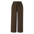 thumbnail image 3 of Women'S Solid Color Casual Fashion Cotton And Linen Drawstring Slacks For Women, 3 of 4
