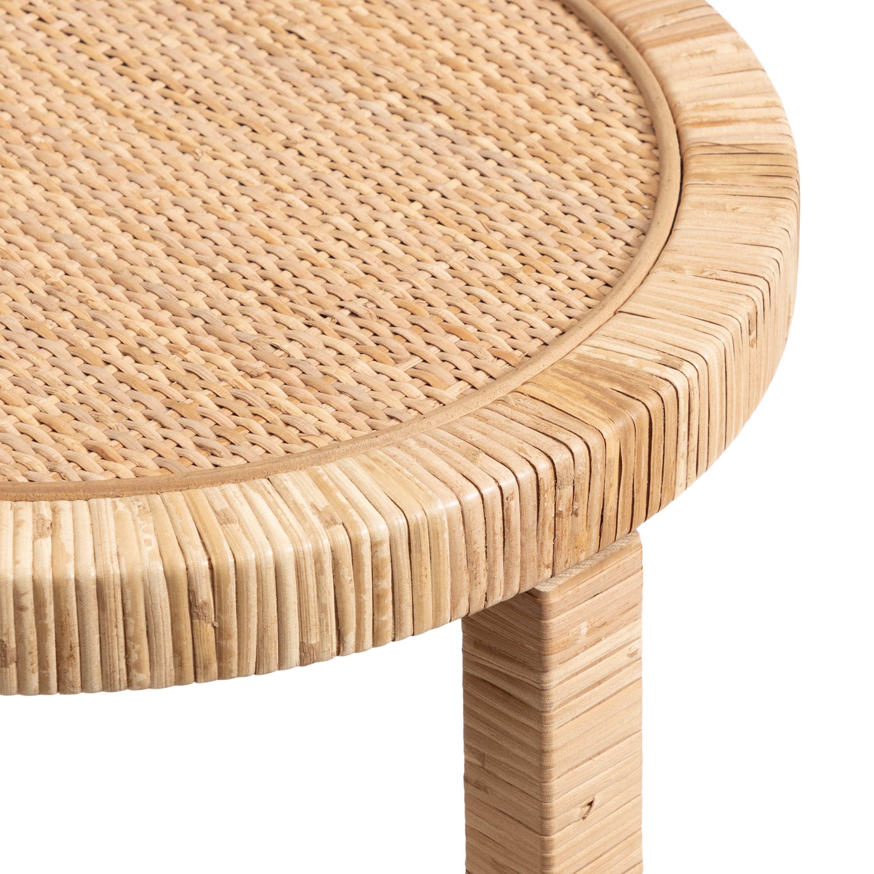 Kate and Laurel Rafina Round Rattan Side Table, 16 x 16 x 24, Natural Brown, Transitional Boho Circle Wooden Accent Pedestal End Table for Indoor Plant Stand or Living Room Accent Table
