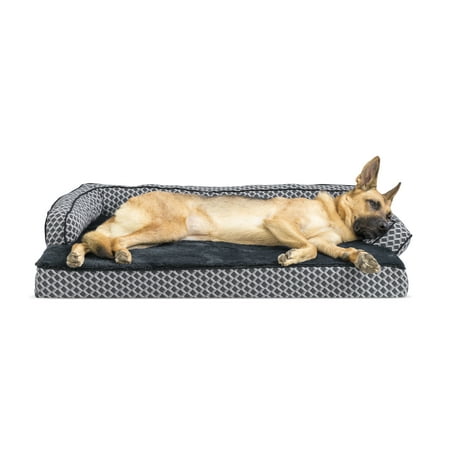 UPC: 0842229107074 | FurHaven Pet Products Plush & Decor Comfy Couch Memory Top Sofa-Style Pet Bed for Dogs & Cats – Diamond Gray Jumbo