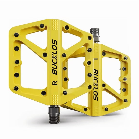 BUCKLOS Mountain Bike Pedals, Aluminum Alloy Flat Platform Bicycle Pedals with DU Bearings, Wide Anti-Slip for Road Cycling, Bmx and Commuting Outdoor Cycling