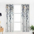 thumbnail image 5 of Blue Grey Christmas Blackout Curtains | Light Blocking Print Window Curtains, Xmas Botanical Eucalyptus Leaves Snowflake Thermal Insulated Window Drapes for Living Room (2 Panels, 104"W x 84"L), 5 of 7