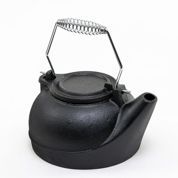 Open Box Vogelzang 3 Quart Cast Iron Tea Kettle Stove Steamer Humidifier, Black