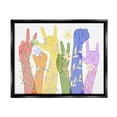 thumbnail image 2 of Stupell Industries Rainbow Peace Love Caring Hand Signs ASL Luster Gray Framed Floating Canvas Wall Art, 16x20, by Grace Popp, 2 of 5