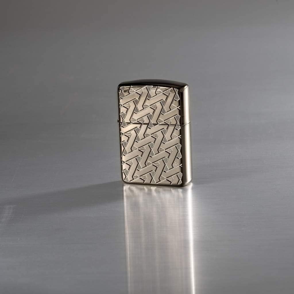 Zippo Lighter - Personalized Custom Message Engraved on Back Armor &nbsp;Geometric Weave Design Windproof Zippo Lighter #49173