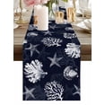 thumbnail image 6 of Burlap Table Runner 60 Inches Long, Marine Life Sea Stars Corals Non-Slip Kitchen Table Runners for Dining Room Everyday Use Party Table Decorations Vintage Shells on Black, 6 of 9