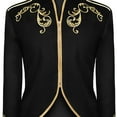 thumbnail image 4 of Up to 60% off!Homenesgenics Mens Jackets Men's Comfortable Retro Style Stitching Suit Gold Embroidered Black XXL, 4 of 5