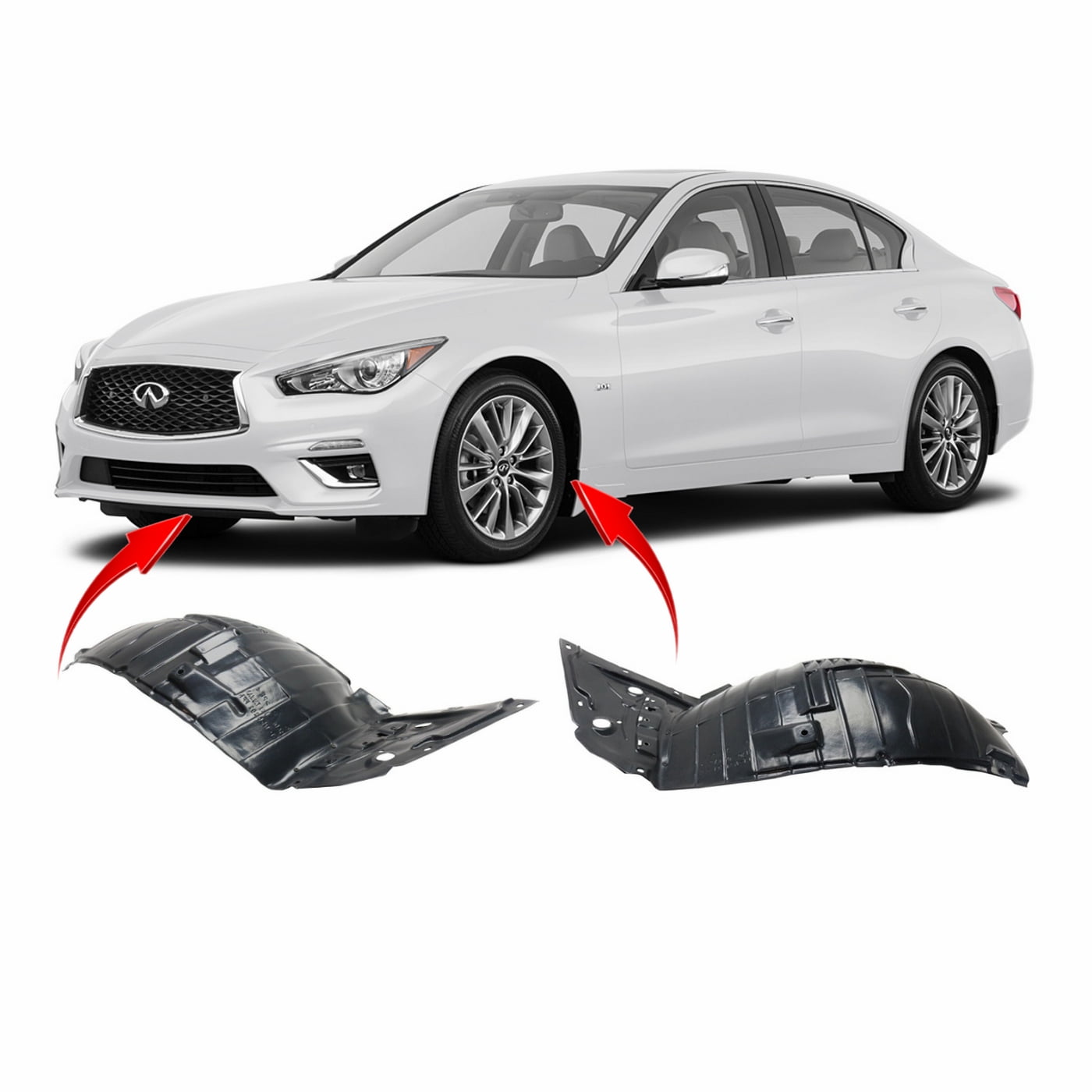 Set of 2 Fender Liners for Infiniti Q50 20142019 IN1248130 IN1249130
