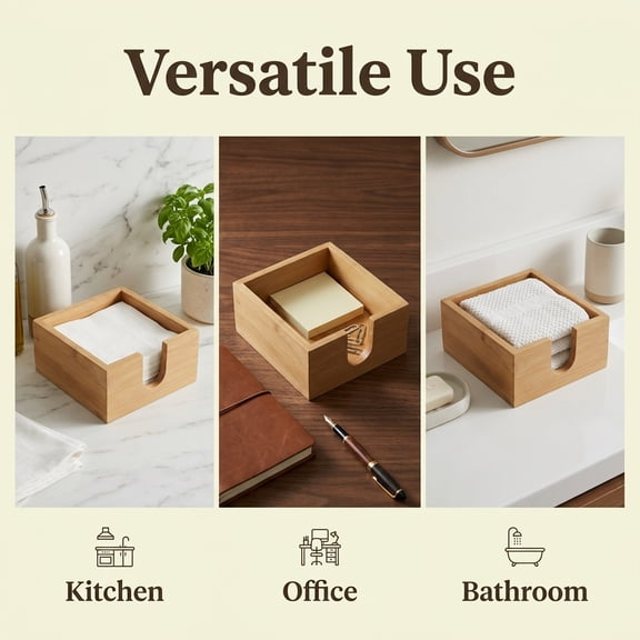 Aemutady Wooden Napkin Holder Tray, Rustic Countertop Organizer for Kitchen Table, Paper Napkin Storage Box, Guest Towel Holder for Bathroom
