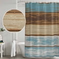 thumbnail image 4 of Blue Brown Shower Curtain, Waterproof Shower Curtains for Bathroom, Farmhouse Rustic Wooden Plank Board Washable Fabric Bathtub Curtain Set Bath Decor with 12 Hooks Stall 36"x72", 4 of 6
