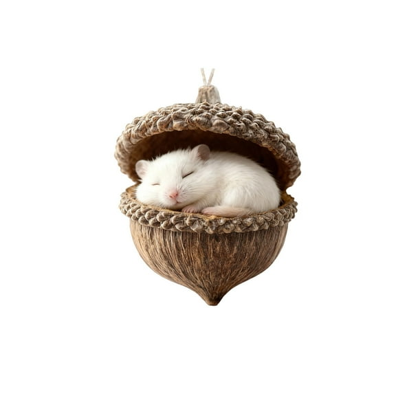 Fzsteel Handcrafted Forest Animal Acorn Ornaments with Realistic Details for Christmas Tree and Home Decor, Nature-Inspired Holiday Accents Gift (4 Inches)