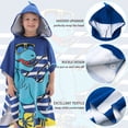 thumbnail image 3 of NovForth Dinosaur Kids Hooded Beach Towel Pool Bath Towel Soft Absorbent Poncho, 24" x 24", Blue, 3 of 6