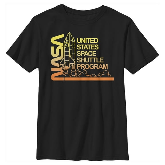 Boy's NASA Ombre Sunset Shuttle Program Graphic Tee Black Small