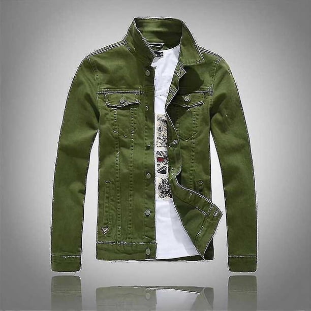 Nueva moda para hombre, chaqueta vaquera, chaqueta vaquera blanca para hombre, chaqueta vaquera informal para hombre, chaqueta vaquera ceñida, abrigo de algodón, prendas de vestir, ropa masculina