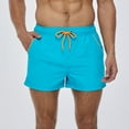 thumbnail image 3 of SWSMCLT Men's Beach Swim Trunks Summer Drawstring Fall Spring Swimsuit Bathing Suit Quick Dry Shorts Mid Rise Sky Blue Small, 3 of 4