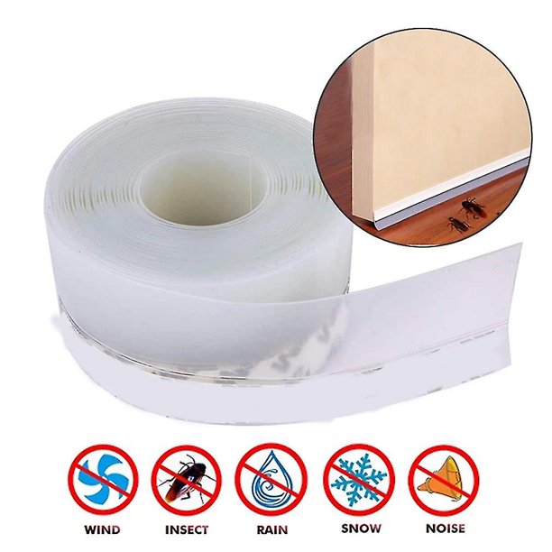 Tira de sellado de puerta de 5m, tira de sellado de tope inferior para ventanas de puerta, tira de sellado autoadhesiva de silicona, tope de tiro, sello de silicona Str LingWen 8390606653833