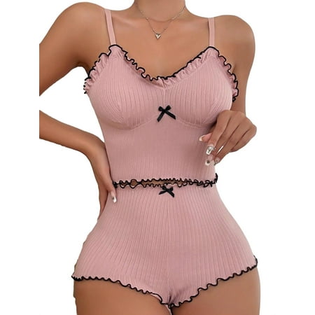 

Cute Plain Cami Top Shorts PJ Sets Sleeveless Dusty Pink Women Pajama Sets (Women s)