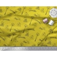 thumbnail image 3 of Soimoi Yellow Cotton Cambric Fabric street lamp & Vintage Cycle Text Printed Craft Fabric by the Yard 42 Inch Wide, 3 of 3