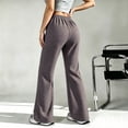 thumbnail image 4 of Stralyhd Wide Leg Pants for Women Casual Loose Fleece Palazzo Pants Vacation Drawstring Elastic Waisted Lounge Trousers with Pockets Light Brown L, 4 of 5
