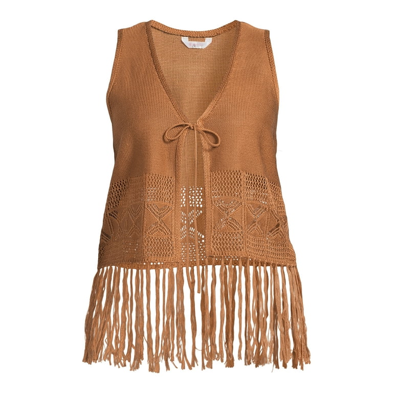 No Boundaries Juniors and Juniors Plus Fringe Vest Sizes XS 3XL Walmart