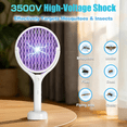 thumbnail image 3 of FIIOEOY Rotating Head Electric Fly Swatter Racket 3500V Rechargeable Bug Zapper Racket Bug Zapper Indoor Fly Zapper Mosquito Zapper Flies Killer for Indoors, with a Telescopic Extension, 3 of 13