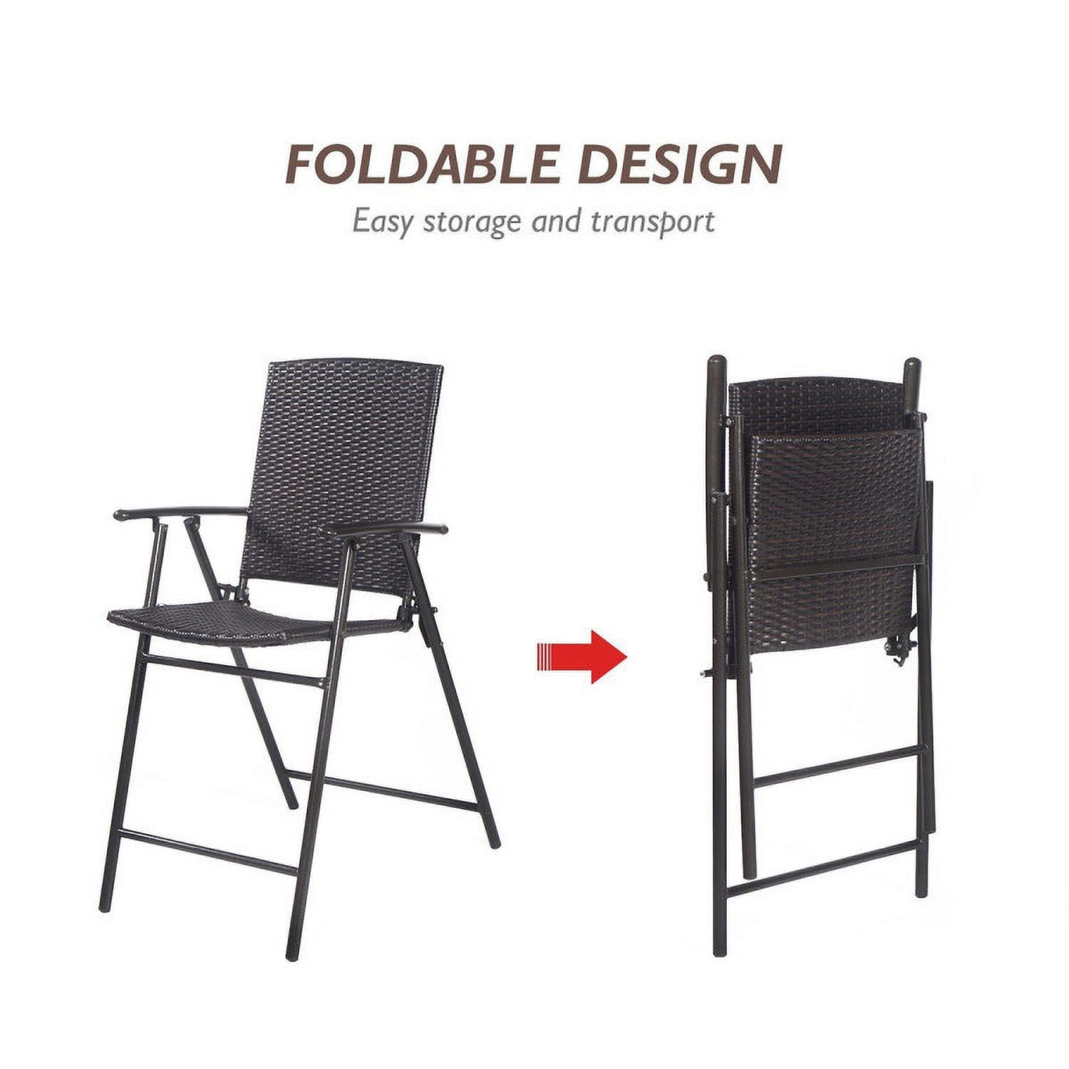 Aimee Lii Set of 4 Folding Rattan Bar Chairs with Footrests and Armrests for Outdoors and Indoors, Outdoor Patio Furniture Aimee Lii Set of 4 Folding Rattan Bar Chairs with Footrests and Armrests for Outdoors and Indoors, Outdoor Patio Furniture