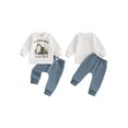 thumbnail image 2 of Elippeo Toddler Boy Fall Outfits Cartoon Excavator Letter Print Long Sleeve Sweatshirt and Solid Color Pants 2 Pcs Set  6 12 18 24 Months 3 Years, 2 of 9