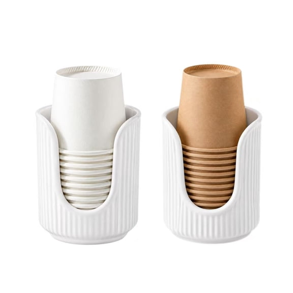 JWGIETK 2-Pack Bathroom Cup Dispenser, Vertical Stripe Holder for 3–4 oz Disposable Mouthwash Cups, White