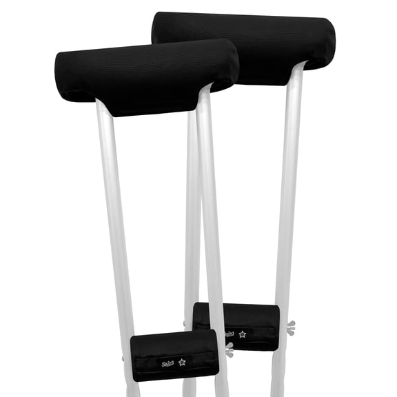 CAVENDY Crutch Underarm Pads & Hand Grip Covers – Premium PU Leather Fabric, Waterproof, Sweat-Proof, Comfortable Cushioning for Adult & Youth Crutches
